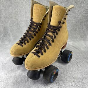 Vintage Riedell 130L Tan Suede Leather Roller Skates Size 6 Suregrip